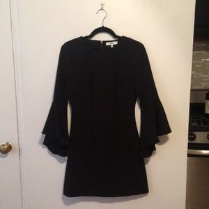 Black flare long sleeve mini dress